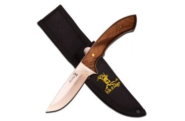 Image of Elk Ridge Fixed Blade, 8.5in, Stainless Steel Blade, Burl Wood Handle ER-556