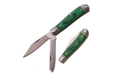 Image of Elk Ridge Folding Blade, 2.75in, Stainless Steel Blade, Dark Green Wood Handle ER-220GW
