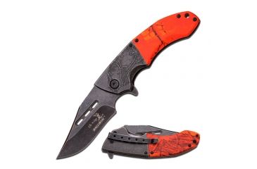Image of Elk Ridge Folding Blade, 3.5in, Stainless Steel Blade, Orange Outdoor Camo Coated Nylon Fiber Handle ER-A006OC