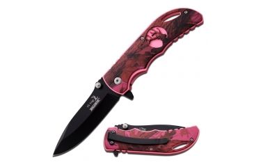 Image of Elk Ridge Folding Blade, 3.5in, Stainless Steel Blade, Pink Stainless Steel Handle ER-A008PC