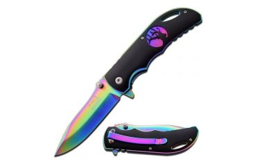 Image of Elk Ridge Folding Blade, 3.5in, Stainless Steel Blade, Rainbow Stainless Steel Handle ER-A008RB