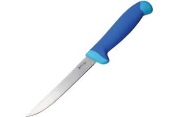 Image of Elk Ridge Knife, 11.75in Overall, 6in Satin 5Cr15Mov SS Blade, Blue Rubberized Nylon Handle, Sawback Blade, Black Nylon Sheath, ER-200-05M