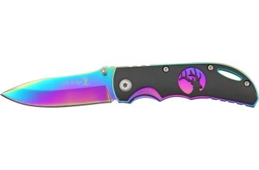 Image of Elk Ridge Rainbow Linerlock Folding Knife, 2.625in, High Carbon StainlessDrop Point, Spectrum Aluminum Handle ER134RB