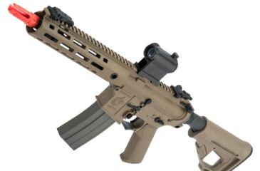 Image of EMG Helios Knights Armament Licensed SR-16E Mod2 MLOK Airsoft AEG Rifle, CQB, Tan, Large, AR-074E