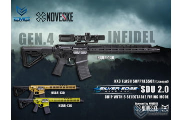 Image of EMG NOVESKE Gen 4 w/ eSilverEdge SDU2.0 Gearbox Airsoft AEG Training Rifle, Shorty, 350 FPS, Black, NSBR-10B 350 FPS
