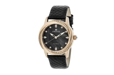 Image of Empress Ayala Automatic Mother-Of-Pearl Leather-Band Watch, Rose Gold/Black, Standard EMPEM1003