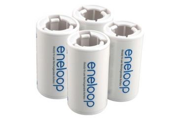 Image of Eneloop C Cell Spacer AA Battery Converters - 4 Pack, White, BQ-BS2E4SA