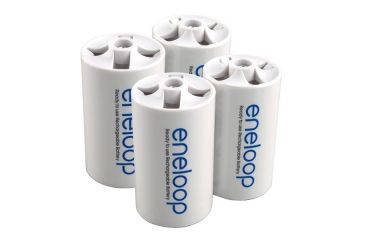 Image of Eneloop D Cell Spacer AA Battery Converters - 4 Pack, White, BQ-BS1E4SA