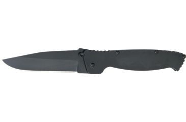 Image of Entrek Counter Strike Folder Folding Knife, 4.5in, Black Finish Stainless Blade, Black Aluminum Handle EN26B