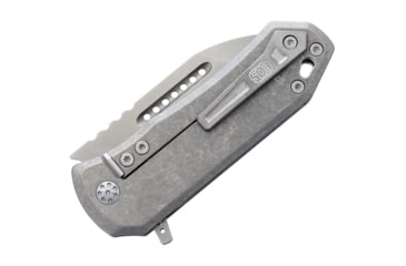 Image of EOS Orca S Framelock SW Folding Knife, 3in Stonewash Cpm S35Vn SS Modified Tanto Blade, Stonewash Titanium Handle, ORCA-S
