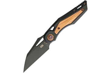 Image of EOS Urchin Friction Folder Copper Folding Knife, 3in Black Dlc Coated Nitro V Steel Blade, Black Titanium Handle With Copper Inlay, Pocket Clip, Slip Joint, EOS043