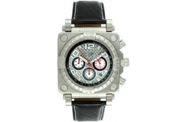 Image of Equipe E301 Gasket Mens Watch - Silver Case/Bezel, Black Leather Strap, Silver Dial