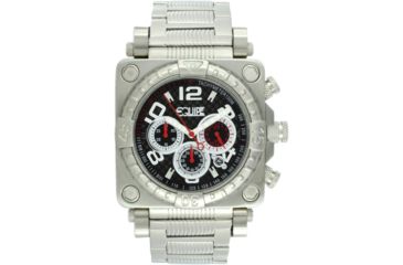 Image of Equipe E302 Gasket Mens Watch - Silver Case/Bezel, Silver Bracelet, Black Dial