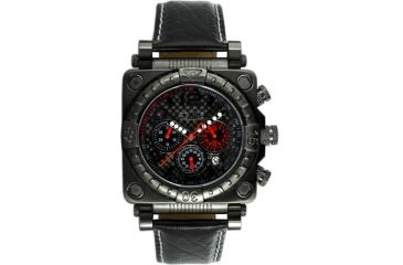 Image of Equipe E305 Gasket Mens Watch - Black Bezel, Case, Leather Strap - Black Numbers
