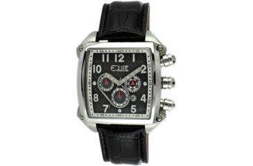 Image of Equipe E502 Bumper Mens Watch - Leather Strap, Silver Case, Black Dial