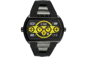 Image of Equipe E909 Dash Xxl Mens Watch - Black Bezel, Black Dial w/ Yellow Circle