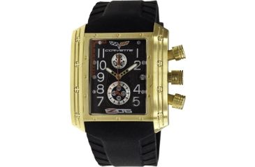 Image of Equipe Ev407 Corvette Z06 Mens Watch - Black Strap, Gold Case, Black Dial
