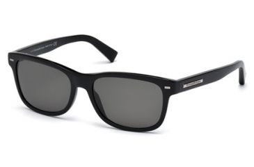 Image of Ermenegildo Zegna EZ0001 Sunglasses - Shiny Black / Smoke Frame Color