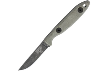 Image of Esee Camp Lore Oxide Fixed Fixed Blade Knife, 6.25in Overall, 2.5in Black Stonewash 1095Hc Steel Drop Point, Canvas Micarta Handle, Designed By Cody Rowen, Brown Leather Belt Sheath, Black, CR25-BO