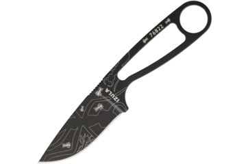 Image of Esee Izula Black Engraved With Ant Fixed Blade Knife, 2.375in, 1095 Carbon Steel, Standard Edge, Skeletonized Handle ESIZULABANT