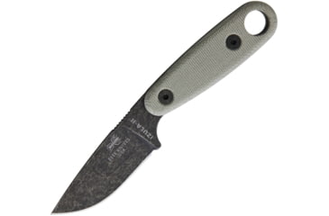Image of Esee Izula II Oxide Knife, 6.75in Overall, 2.63in Black Oxide Coated 1095Hc Steel Blade, Green Canvas Micarta Handle, Clip Plate Attachment For Sheath, Black Molded Plastic Sheath, IZULA-II-B-BO