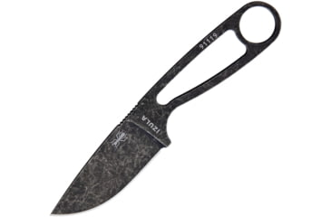 Image of Esee Izula Oxide Knife, 6.25in Overall, 2.63in Black Oxide Coated 1095Hc Steel Blade, One-Piece, Clip Plate Attachment For Sheath, Black Molded Plastic Sheath, IZULA-B-BO