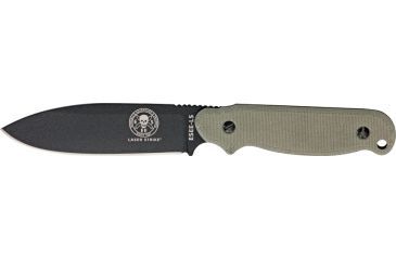 Image of Esee Laser Strike Fixed Blade Knife, 4.875in, Black Textured Powder Coated Carbon Steel, Canvas Micarta Handle ESLSP