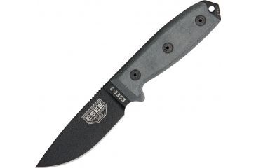 Image of Esee Mdl 3 Stnd Edge Fxd Knife, 3.75in, Carbon Steel Stnd Edge Blde, Black Micarta Hdl,Pommel ES3PB