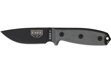 Image of Esee Mdl 3 Stnd Edge Fxd Knife, 3.75in, Stnd Edge, Black Linen Micarta Hdl RC3P