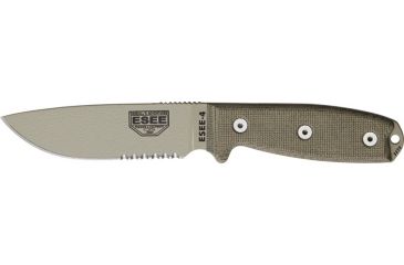 Image of Esee Mdl 4 Part Srtd Fxd Knife, 4.5in, Srtd, OD Green Canvas Micarta Hdl RC4SDT