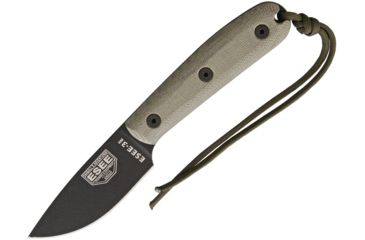 Image of Esee Model 3 With Modified Handle Fixed Blade Knife, 3.625in, 1095 Carbon Steel, Standard Edge, Green, Canvas Micarta Handle ES3HM
