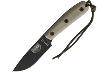 Image of Esee Model 4 With Modified Handle Fixed Blade Knife, 4.375in, 1095 Carbon Steel, Standard Edge, Green, Canvas Micarta Handle ES4HM