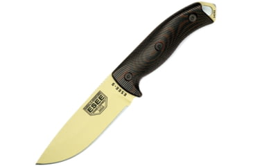 Image of Esee Model 5 Fixed Blade Tan Knife, 5.25 desert tan powder coated 1095HC steel blade, Black and red 3D machined G10 handle, 5PDT-004
