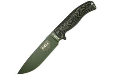Image of Esee Model 6 Fixed Blade OD Knife, 5.25 OD green powder coated 1095HC steel blade, Black and OD green 3D machined G10 handle, 6POD-003