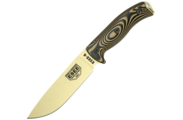 Image of Esee Model 6 Fixed Blade Tan Knife, 5.25 desert tan powder coated 1095HC steel blade, Black and coyote brown 3D machined G10 handle, 6PDT-005