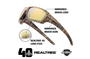 Image of ESS 40Th Anniversary Rollbar Realtree Max-7 Sunglasses, Realtree Camo Frame / Mirrored Brass / Smoke Gray , Medium/Large, EE9018-26