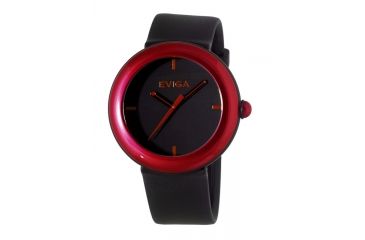 Image of Eviga Cf3704 Cirkle Mens Watch - Black Band, Red Bezel
