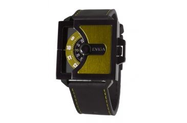 Image of Eviga Jz0106 Jazz Mens Watch - Black Band, Yellow Bezel