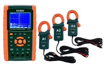 Image of Extech Instruments 1200A 3-Phase Graphical Power Analyzer/Datalogger Kit, PQ3470-12