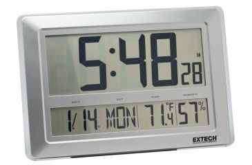 Image of Extech Instruments Clock, Radio Controlled, Temp/Humidity, CTH10A
