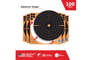 Image of EZ-Aim Allen Adhesive Paper Splash Shooting Targets Bullseye 12in Square Black/Orange 100/ct, 15305