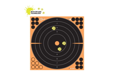 Image of EZ-Aim Allen Splash Reactive Adhesive Paper Bullseye Shooting Targets, 12x12in, 10-Pack, Black/Orange, 15317-10