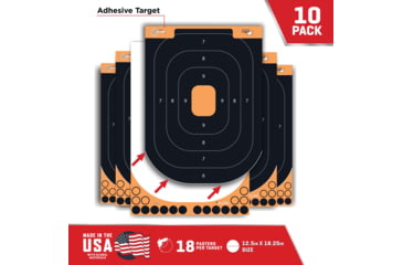 Image of EZ-Aim Allen Splash Reactive Adhesive Paper Shooting Targets, Silhoutte Trainer, 12.5 x 18.25in, 10-Pack, Black/Orange, 15501-10
