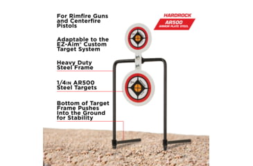 Image of EZ-Aim Hardrock AR500 Round Spinner Targets &amp; Stand, Rimfire Rounds &amp; Centerfire Pistols, 7.375W x 23H, White/Red/Black, White/Red/Black, 7.375W x 23H, 15366
