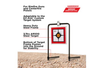 Image of EZ-Aim Hardrock AR500 Square Spinner Target &amp; Stand, Rimfire Rounds &amp; Centerfire Pistol, White/Red/Black, 9.5W x 20H, 15367