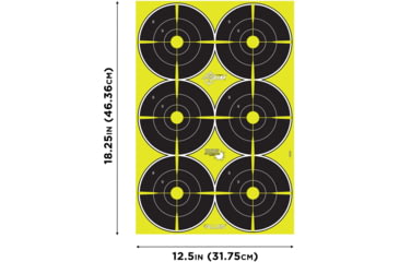 Image of EZ-Aim Non-Adhesive Paper Splash Shooting Targets, 6 Spot Bullseyes, 8-Pack, Black/Chartreuse, 12 in x 18 in, 15355