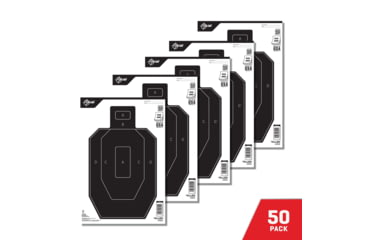 Image of EZ-Aim Paper Shooting Targets, IPSC Silhouette, Peel Away Target Pad, 12inW x 18inH, 50-Pack, Black/White, 15551-50