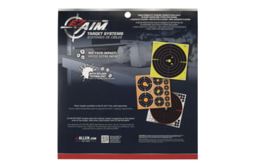 Image of EZ-Aim Splash Reactive Adhesive Paper Bullseye Shooting Targets w/8 Aiming Points, 12in Square, 12-Pack, Black/Chartreuse, 15577