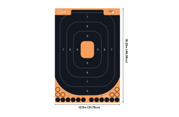 Image of EZ-Aim Splash Reactive Adhesive Paper Shooting Targets, Handgun Trainer, 12.5inW x 18.25inH, 5-Targets Per Pack, Black/Orange, 15501