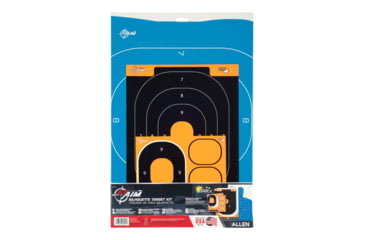 Image of EZ-Aim Splash Reactive Paper Shooting Targets, Silhouette Kit, 23inW x 35inH &amp; 12.5inW x 18.25inH, Blue/White &amp; Black/Orange, 15579